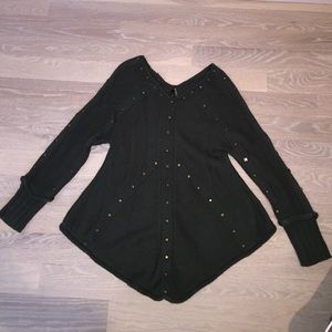 Olive green studded sweater